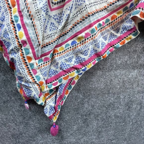 Label Ritu Kumar Dress XS Cream Pink Gond 70s Retro Boho Handkerchief Festival - Picture 5 of 9